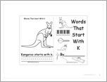 Words That Start With K: A Printable Book