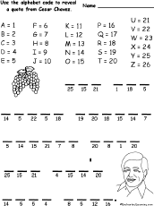 Cesar Chavez Alphabet Code