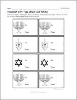 Hanukkah Gift Tags (Black and White)