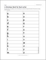 A Christmas Word for Each Letter