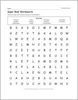 Super Bowl Wordsearch