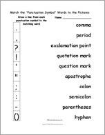 Match the 'Punctuation Symbol' Words to the Pictures