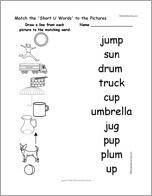 Match the 'Short U Words' to the Pictures