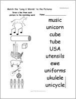 Match the 'Long U Words' to the Pictures