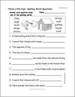'Three Little Pigs' Spelling Word Questions