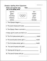 Olympics Spelling Word Questions