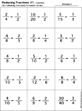 Reducing Fractions Worksheet #2
