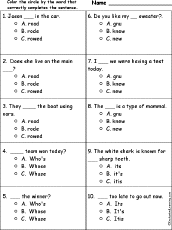 Homonyms Quiz #4: Multiple Choice Comprehension