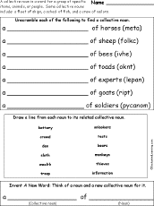 Collective Nouns Worksheet #2