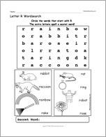 Letter R Wordsearch