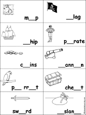 Missing Letters in Pirate Words