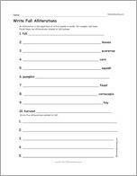 Write Fall Alliterations