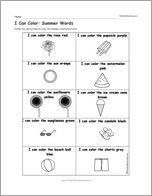 I Can Color: Summer Words