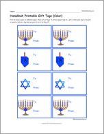 Hanukkah Printable Gift Tags (Color)