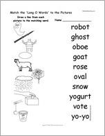 Match the 'Long O Words' to the Pictures