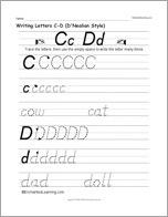 Writing Letters C-D (D'Nealian Style)