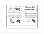 Words that Rhyme with 'ig' — Printable Book