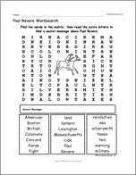 Paul Revere Wordsearch
