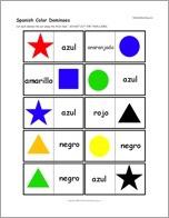 Spanish Color Dominoes, A Printable Game: Cards #2