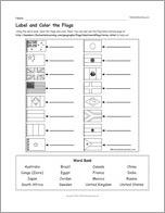 World Flags Label Me! Printout