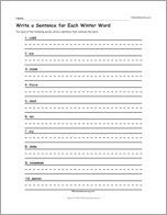 Write a Sentence for Each Winter Word