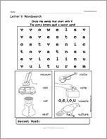 Letter V Wordsearch