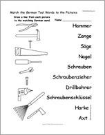 Match the German Tool Words to the Pictures