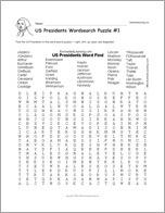 US Presidents Wordsearch Puzzle #1