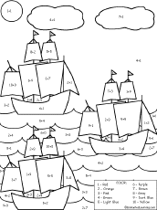 Columbus' Ships Color by Numbers