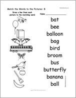 Match the Words to the Pictures: B