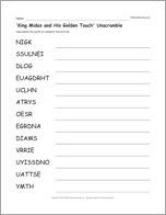 'King Midas and His Golden Touch' Unscramble