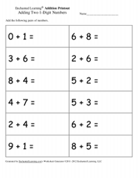 Generate Printable Addition Worksheets: One Digit + One Digit