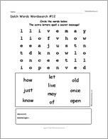 Dolch Words Wordsearch #12