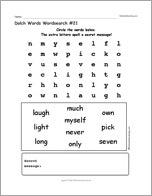Dolch Words Wordsearch #21