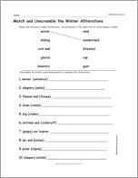 Match and Unscramble the Winter Alliterations