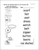 Match the Clothing Words to the Pictures #2