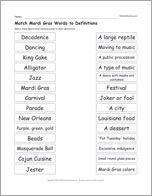 Match Mardi Gras Words to Definitions