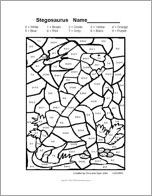 Stegosaurus Math Coloring Printout