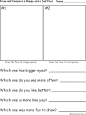 Draw and Compare a Happy Face and a Sad Face