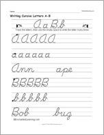 Writing Cursive Letters A-B