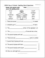 100th Day of School: Spelling Word Questions