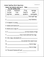 Animal Spelling Word Questions