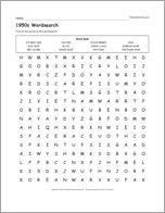 1950s Wordsearch