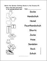 Match the German Clothing Words to the Pictures #1