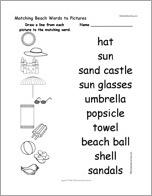 Matching Beach Words to Pictures