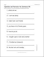 Capitalize and Punctuate the Sentences Printout #2