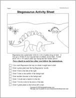 Stegosaurus Follow the Instructions Worksheet