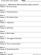 Canada: Write a Question for Each Answer