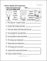 Winter Spelling Word Questions