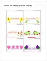 Flowers and Birthday Placecards Template